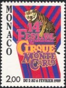 Monaco 1988 Circus/ Tigers/ Entertainment/ Animals/ Animation/ Nature 1v (n34773)