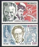 Monaco 1989 Chaplin / Film / Cinema / Cocteau / Books / Literature / Writes / Actors 2v n35176