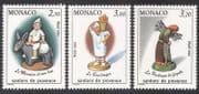 Monaco 1990 Christmas / Crib Figures / Figurines / Donkey / Baker / Animals 3v set n39101
