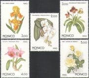 Monaco 1990 Flowers/ Plants/ Nature/ Gardens/ Roses/ Orchids/ Irises 5v set (n34333)