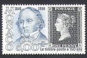 Monaco 1990 Rowland Hill / Penny Black / Stamp-on-Stamp / Postal History 1v (n34348)