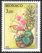 Monaco 1991 Cyclamen/ Lily-of-the-Valley/ Pine/ Fir Cone/ Flowers/ Plants/ Nature/ Flower Show 1v (n41522)