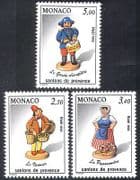 Monaco 1992 Christmas / Crib Figures / Figurines / Constable / Fish Seller 3v set n40250