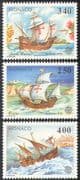 Monaco 1992 Columbus/ Sailing Ships/ Transport/ Exploration/ Nautical 3v set n41523