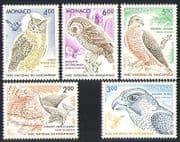 Monaco 1993 Birds / Raptors / Nature / Owls / Eagle 5v (n31911)