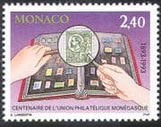 Monaco 1993 Philatelic Union Centenary/ Stamp-on-Stamp/ S-on-S 1v (n41525)