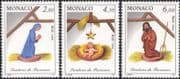 Monaco 1994 Christmas/ Greetings/ Crib Figures/ Nativity/ Mary/ Child/ Stable 3v set (mc1072)