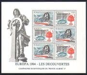 Monaco 1994 Europa / Fish / Nature / Ship / Royalty / Science / Building 6v m / s (n32646)