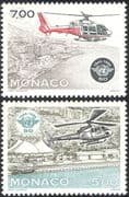 Monaco 1994 Helicopters/ ICAO 50th Anniversary/ Aircraft/ Transport 2v set (n15636)
