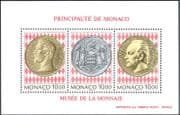 Monaco 1994 Stamp/ Coins/ Museum/ Portraits/ Royalty/ Coat-of Arms 3v m/s (n43776)