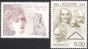 Monaco 1994 Voltaire/ Bernhardt/ Writer/ Arts/ Actress/ People/ Theatre 2v set (n21300)