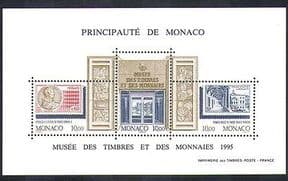 Monaco 1995 Stamps  /  Coins  /  Museum  /  Stamp-on-Stamp-S-on-S 3v m  /  s (n36659)