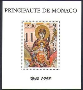 Monaco 1998 Christmas  /  Virgin  /  Child  /  Nativity  /  Art  /  Icon  /  Greetings 1v m  /  s (n38181)
