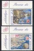 Monaco 1999 Stamp Exhibition / StampEx / Stamp-on-Stamp / Coins / Postcard 2v set n3893