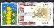 Monaco 2000 Europa / Building Europe / Stars / National Flags / Map 2v set pr (n38451)