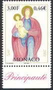 Monaco 2001 Christmas/ Greetings/ Virgin/ Child/ Art/ Paintings 1v (n41455)
