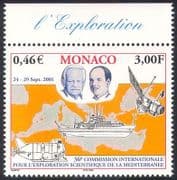 Monaco 2001 Marine/ Environment/ Ship/ Submarine/ Satellite/ Science/ Map 1v (n38697)
