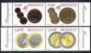 Monaco 2002 Euro Coins / Money / Currency / Commerce / Business / Economy 4v STAMP set (n38398)