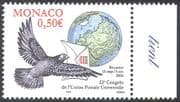 Monaco 2004 UPU/ Carrier Pigeon/ Birds/ Letter/ Globe/ Post/ Mail 1v (n41482)