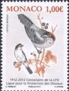 Monaco 2012 Woodchat Shrike/ Birds/ Nature/ Wildlife/ Conservation/ LPO 100th Anniversar 1v (mc1155)