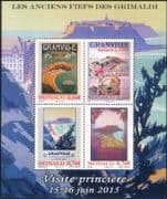 Monaco 2015 Grimaldi Fiefdoms/ Buildings/ Poster Art/ Sailing/ Tourism/ Boats/ Leisure/ Holidays/ Royalty 4v m/s (mc1044)