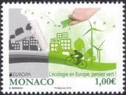 Monaco 2016 Europa "Think Green"/ Factory/ Cycling/ Bikes/ Bicycles/ Wind Power/ Environment/ Conservation/ Nature/ Ecology/ Industry 1v (mc1040)