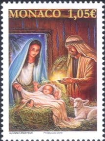Monaco 2019  Christmas/ Greetings/ Nativity/ Sheep/ Stable  1v  (mc1306)