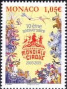 Monaco 2019 Circus Federation 10th Anniv./ Clowns/ Horses/ Tigers/ Animals/ Acrobats 1v (mc1194)