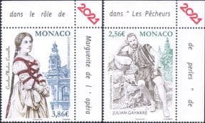 Monaco 2021 Gayarre/ Miolan-Carvalho/ Opera Singers/ Music/ Singing/ People  2v set  (mc1300)