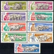 Mongolia 1961 Tractor/ Cattle/ Horses/ Pigs/ Ducks/ Farming/ Animals 9v set (n15606d)