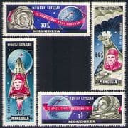 Mongolia 1961 Yuri Gagarin / Manned Space Flight / Rockets / Parachute 4v set (n33688)