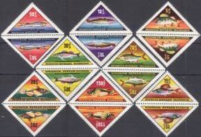 Mongolia 1962 Fish/ Marine/ Nature/ Wildlife/ Perch  triangles/ triangular t-b prs  8v set (n12202a)