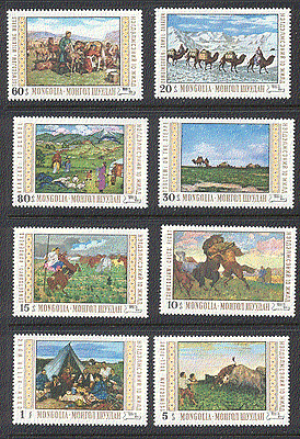 Mongolia 1969 Herdsmen / Horses / Camels / Cattle / Art / Paintings / 8v set (n17569)