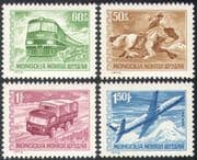 Mongolia 1973 Horses/ Train/ Plane/ Mail Truck/ Postal Transport/ Railways/ Aviation 4v set (n21675)