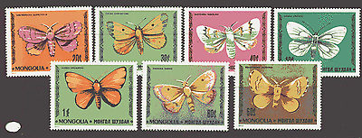 Mongolia 1977 Butterflies / Moths / Insects 7v set n12167