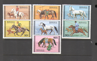 Mongolia 1977 HORSES / Animals / Nature 7v set ref:n15558