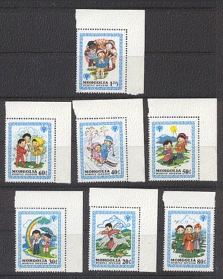 Mongolia 1980 Children / Rainbow / Skiing 7v set (n17576)