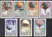 Mongolia 1982 Air Balloons / Aviation / Aircraft / Transport 7v set ref:b4499