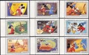 Mongolia 1983 Disney/ Mickey/ Sorcerer/ Magic/ Film/ Cinema/ Cartoons/ Animation 9v set (b1594)