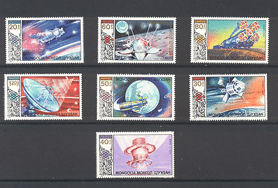 Mongolia 1985 Space / Luna / Salyut / Soyuz 7v set n11610