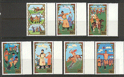 Mongolia 1988 Traditional SPORTS / Horse 7v set n17564