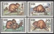 Mongolia 1989 BEAVERS / Frog / Animals / Nature / Wildlife 4v set (n17519)