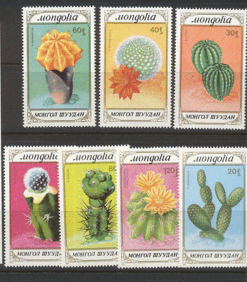 Mongolia 1989 CACTUS / Flowers / Plants / Nature / Cacti 7v set (n12177)