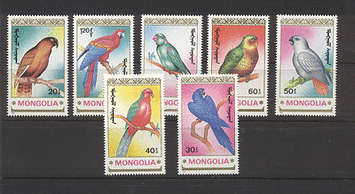 Mongolia 1990 Birds / PARROTS set ref:n12155