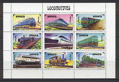 Mongolia 1997 Trains / Steam / Transport / Diesel 9v sht s717