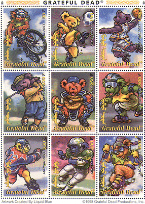 Mongolia 1998 TEDDY BEARS / Grateful Dead / Bike / Golf / Handball / Sports 9v sht n14090