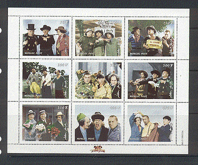 Mongolia 1998 Three Stooges / Golf / Bird / Sports / Cowboys / Palm Tree / TV 9v sht n10302