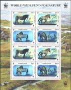 Mongolia 2000 WWF/ Przewalski's Horses/ Nature/ Wildlife/ Conservation/ Hologram 8v sht (b6548f)