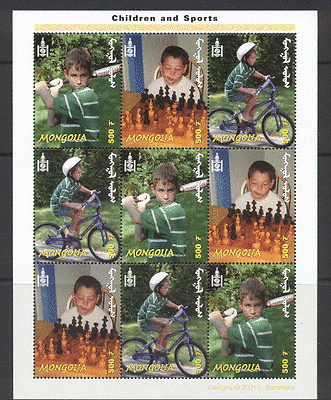 Mongolia 2002 Children / Sport / CHESS / Cycling sht (n11570)