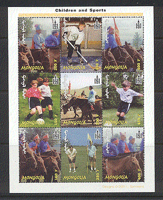 Mongolia 2002 FOOTBALL / Golf / ICE HOCKEY / HORSES 9v n15571